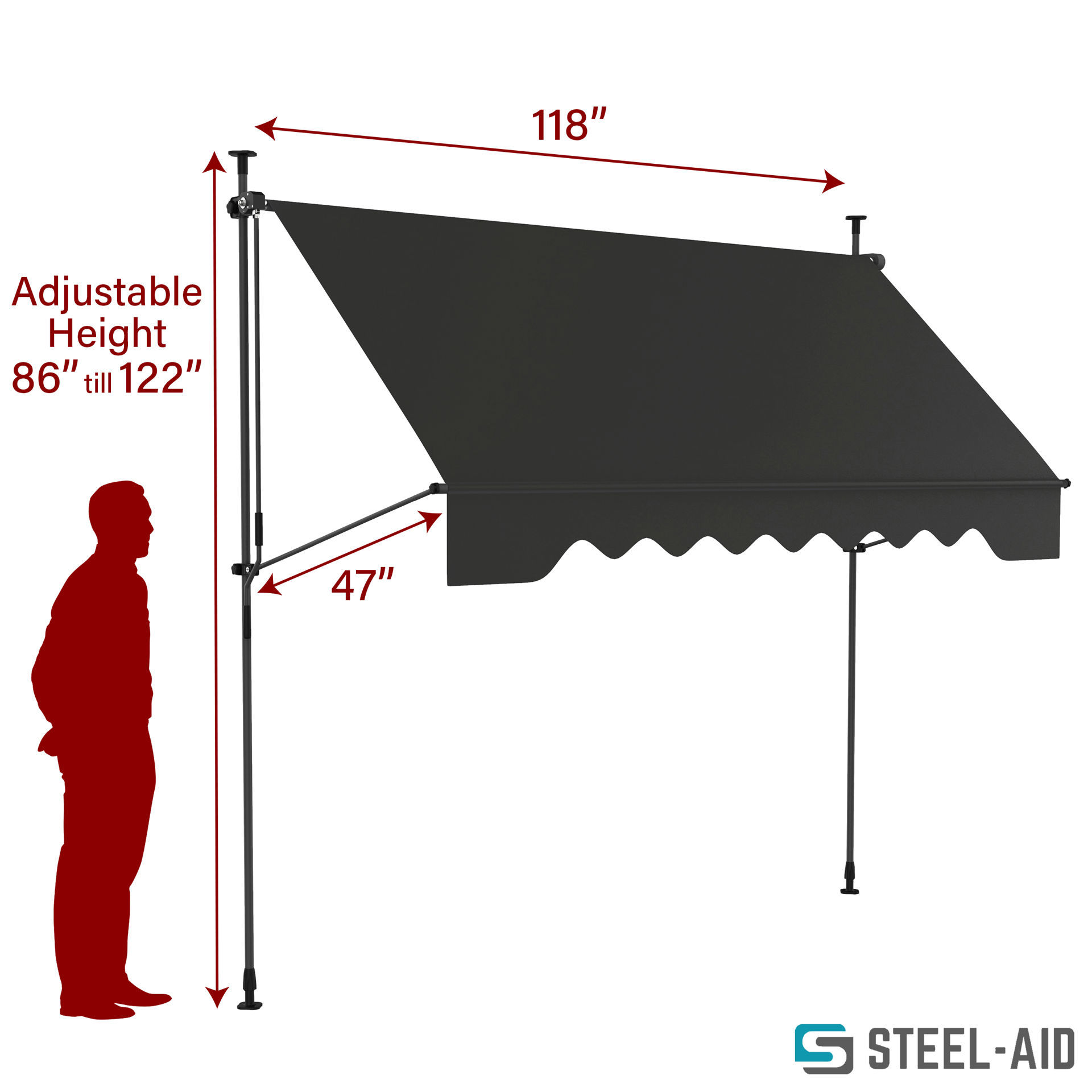 Manual Retractable Patio Awning - Retractable Awnings - Steelaidusa