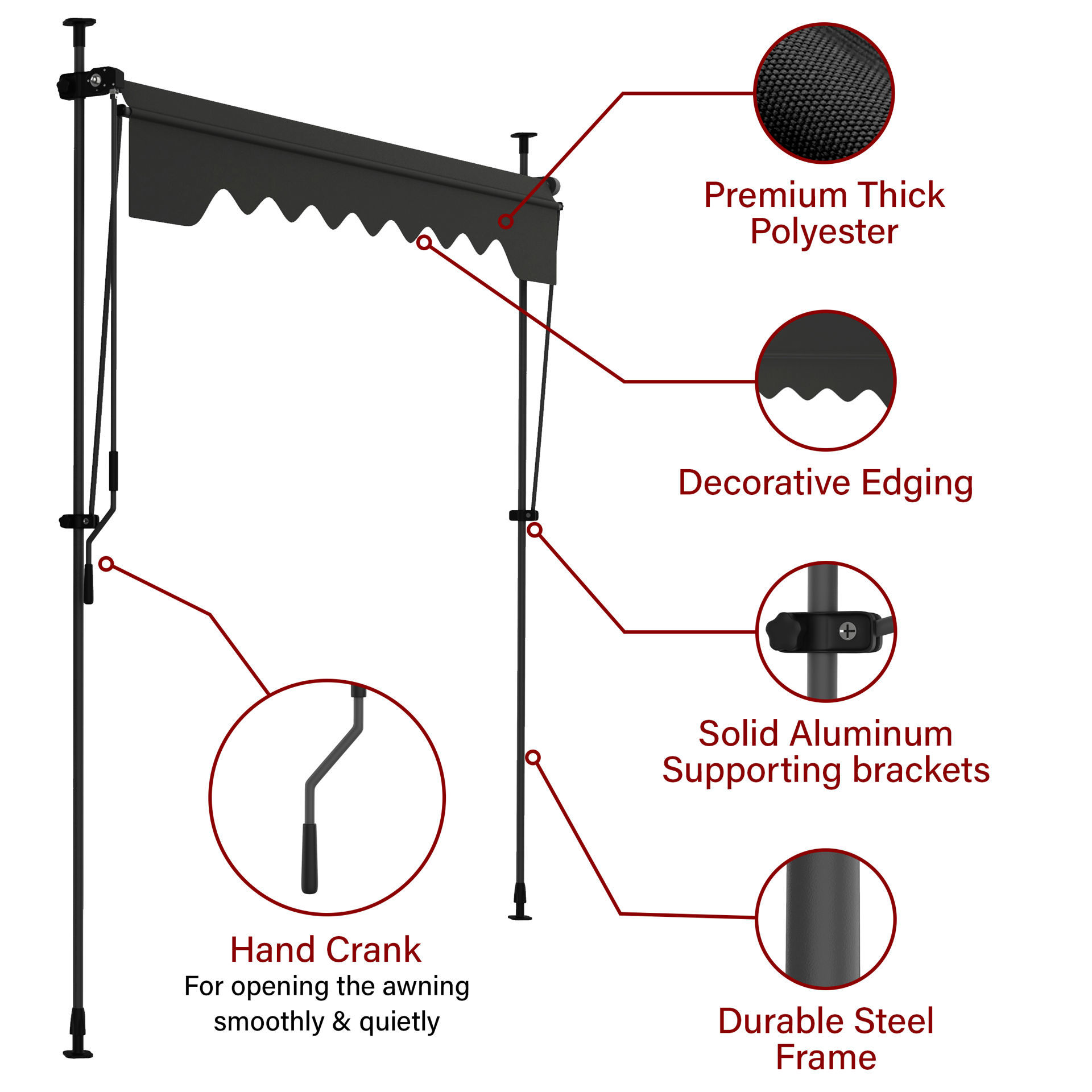 Manual Retractable Patio Awning - Retractable Awnings - Steelaidusa